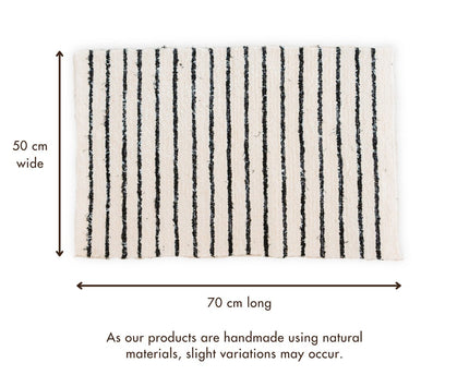 Klein katoenen vloerkleed – gestreept loper – boho vloerkleed zwart wit – zachte bedmat – handgeweven rechthoekig vloerkleed 70x50 cm UNTUK