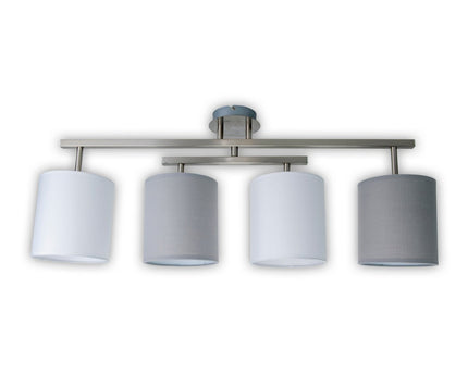 4 plafondlamp "tilde", klassieke metalen plafondlamp en textiel in grijs met E27 -aansluiting, 82 cm lang, de paraplu's zijn verstelbaar, ideaal voor woonkamer, eetkamer en slaapkamer