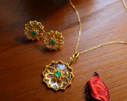 Helder kwartskristal bloem hanger ketting