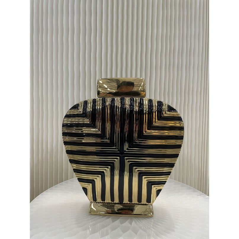 Prachtige gouden en zwarte kunstdecor geïnspireerde pot