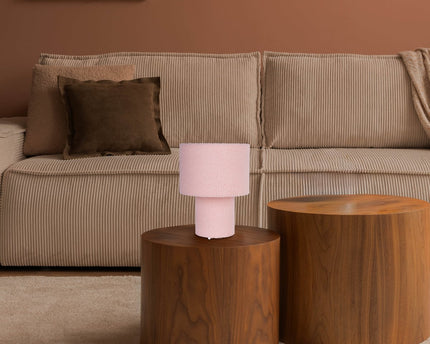 Tabellamp "Fluffy" met tekstbladen en voet in roze, E27, ca. 31 cm hoog