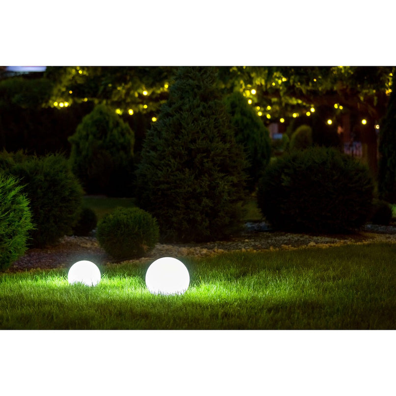 Buiten de Spitical Spit "Ball" D: 40 cm, voor buiten, plastic aarde spies, wit, E27, - Wegelettes