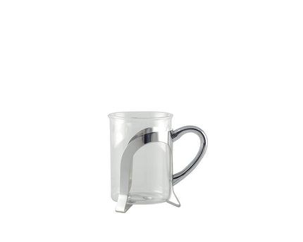 Glazen bekers met zilveren metalen decoratie - set van 2