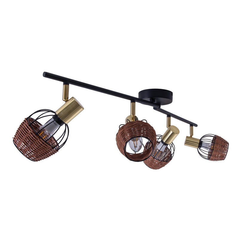 4 plafondlamp "Corbis", metalen plek in zwart en goud, met E14 -aansluiting, voor eetkamer, woonkamer, gang of kantoor, plafondlamp, 78 cm lang