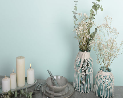 Macrame groen groen glazen vaas h.26 cm