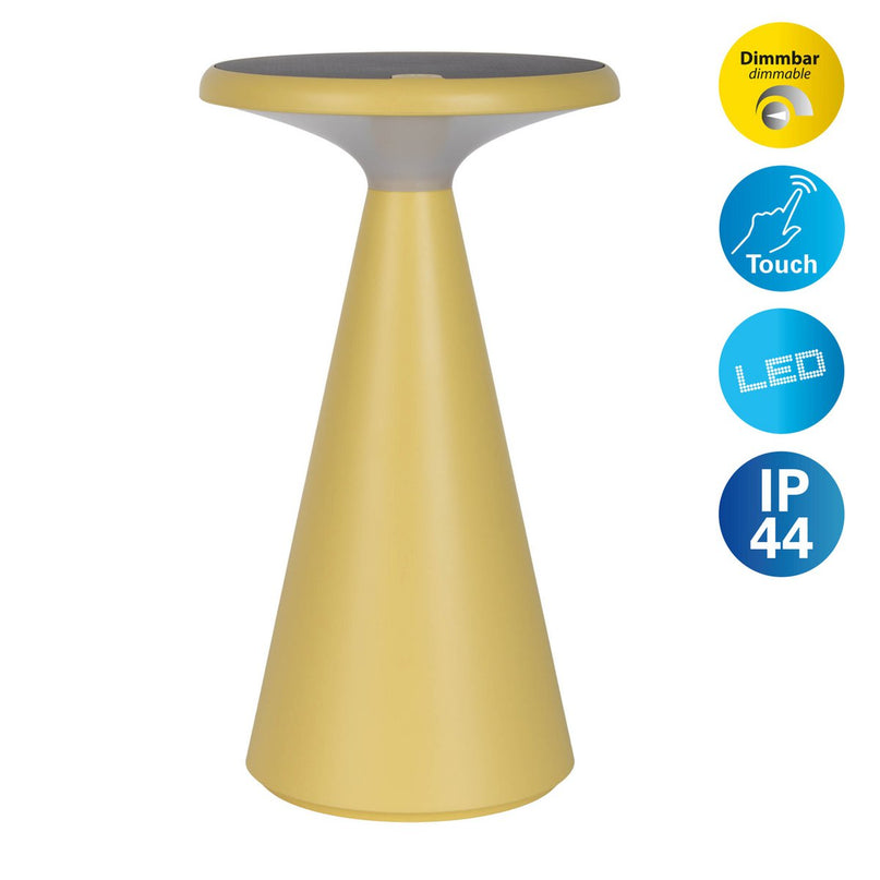Zonne -batterijlamp "Palu" voor buiten en binnen, gemaakt van plastic in geel, 20 cm hoog