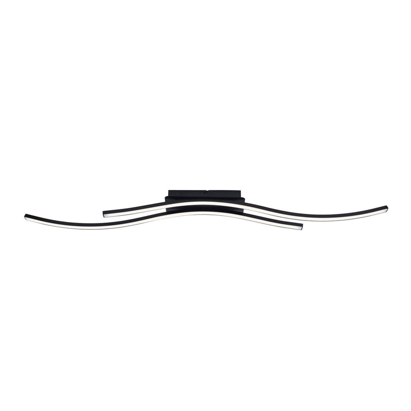 LED -plafondlamp "Onda", plafondlamp gemaakt van metaal en plastic in zwart, met stevig ingebouwde LED's, LED van het plafondlicht, 96 cm lang