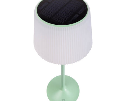 Zonne -batterijlamp "EMMI" 38 cm hoog, paraplu Ø 13 cm, metaal in mint en wit plastic, voor de buitenruimte, dimable CCT.