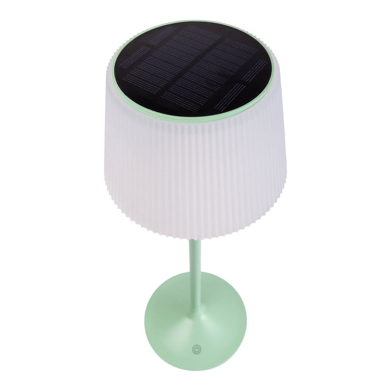 Zonne -batterijlamp "EMMI" 38 cm hoog, paraplu Ø 13 cm, metaal in mint en wit plastic, voor de buitenruimte, dimable CCT.