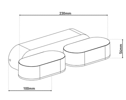 LED Outer Wall Lamp "Motus" gemaakt van metaal en plastic in het zwart, met geïntegreerde LED