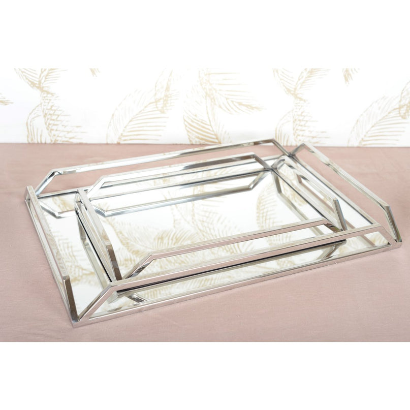 RECHTHOEKIG ZILVEREN SPIEGELBLAD 56x36x5CM