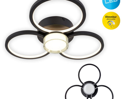 LED -plafondlicht "CIMO" gemaakt van zwart metaal en plastic, Ø Ca.