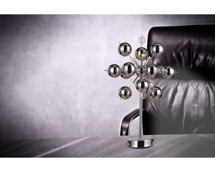 Tafellamp "explosie", tafellamp gemaakt van metaal en glas, chroom, G9, tafellamp 73 cm hoog