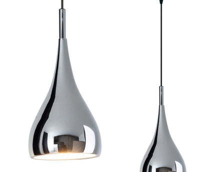 Hanger Lamp "Style", retro klassiek, hanglamp gemaakt van chroom-glanzend metaal met E27-aansluiting, paraplu Ø15 cm, ideaal voor eetkamer, woonkamer en keuken.
