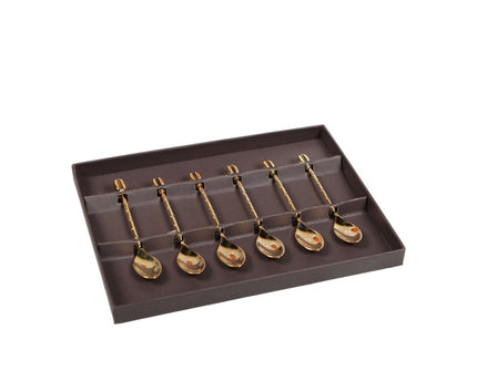 Moka Grain Grain sponnen gouden koffie met doos - set van 6
