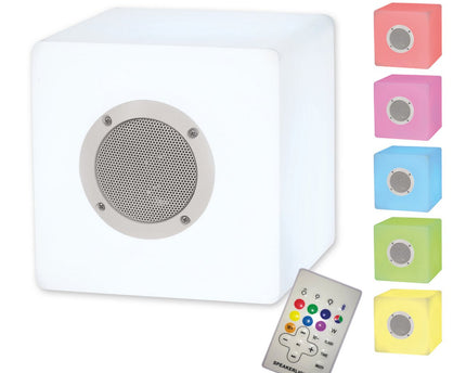Decoratieve kubussen met Bluetooth "Cube" gemaakt van metaal en plastic, met kleurwisselaars en geïntegreerde LED's