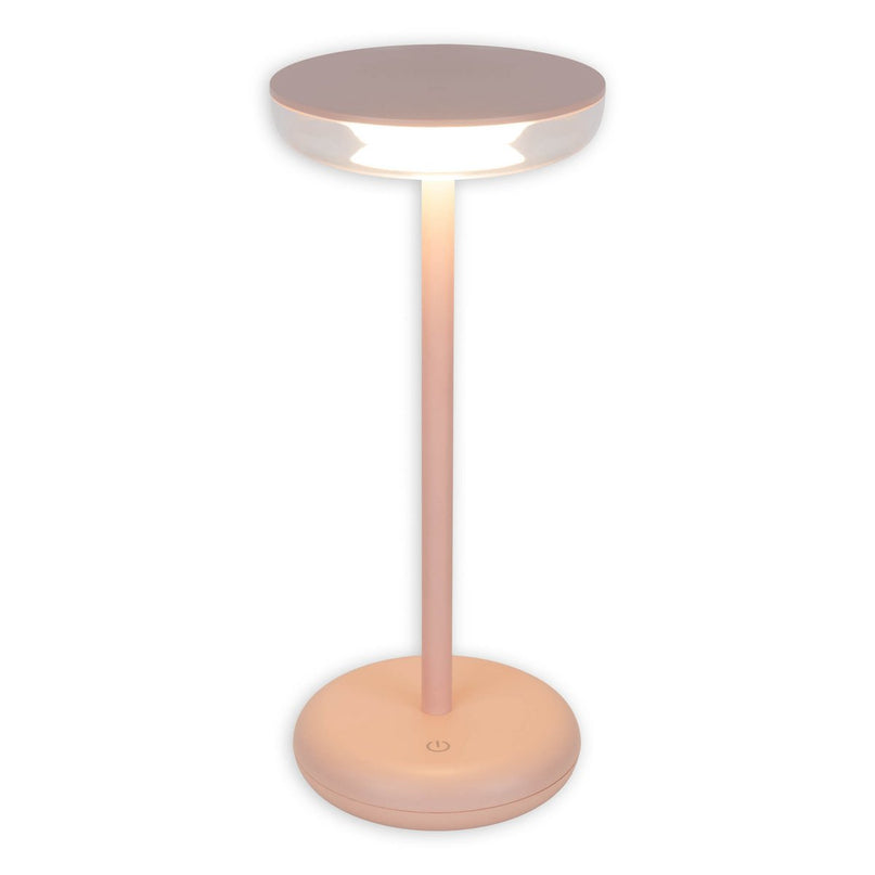Noteloze tabletlicht "PASI" voor buiten en binnen, gemaakt van metaal en plastic in roze, dimbaar, met aanraking en geheugenfunctie, ca. 26 cm hoog