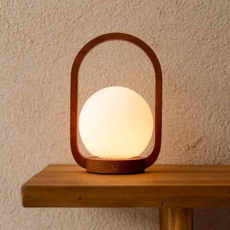 Skye kastanjebruine houten draadloze lamp | Oplaadbaar en dimbaar
