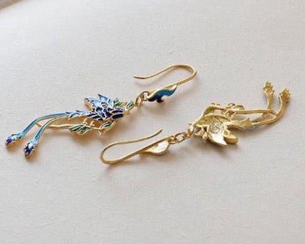 Chinese koninklijke oorbellen-Cloisonné-Phoenix n Flower