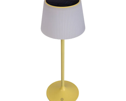 Zonne -batterijlamp "EMMI" 38 cm hoog, paraplu Ø 13 cm, metaal in geel en wit plastic, voor de buitenruimte, dimable CCT.