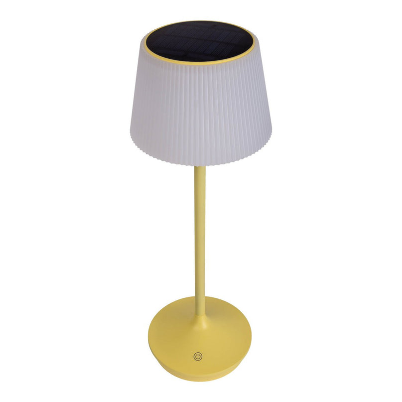 Zonne -batterijlamp "EMMI" 38 cm hoog, paraplu Ø 13 cm, metaal in geel en wit plastic, voor de buitenruimte, dimable CCT.
