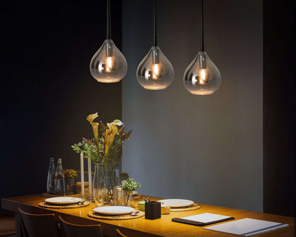 Hanger lamp "vaso", hanglamp gemaakt van metaal en rookglas in antraciet, met E14 -versie, voor eetkamer, woonkamer, hal of kantoor, met een Øvon 16 cm