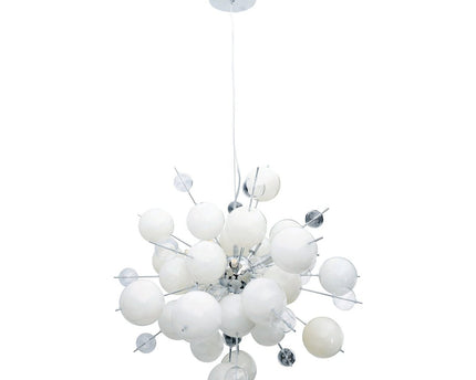 Hanger lamp "explosie" wit gemaakt van metaal en glas, G9 -versies, voor eetkamer, woonkamer, gang of kantoor, hangende lamp ØCA 65 cm