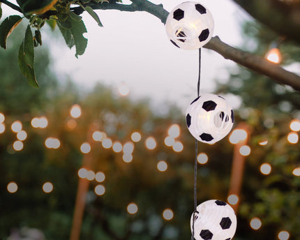 LED Solar Light Chain Textile 20 "Football", voor buiten, lichte kettingmetaal, plastic en textiel in zwart, met geïntegreerde LED
