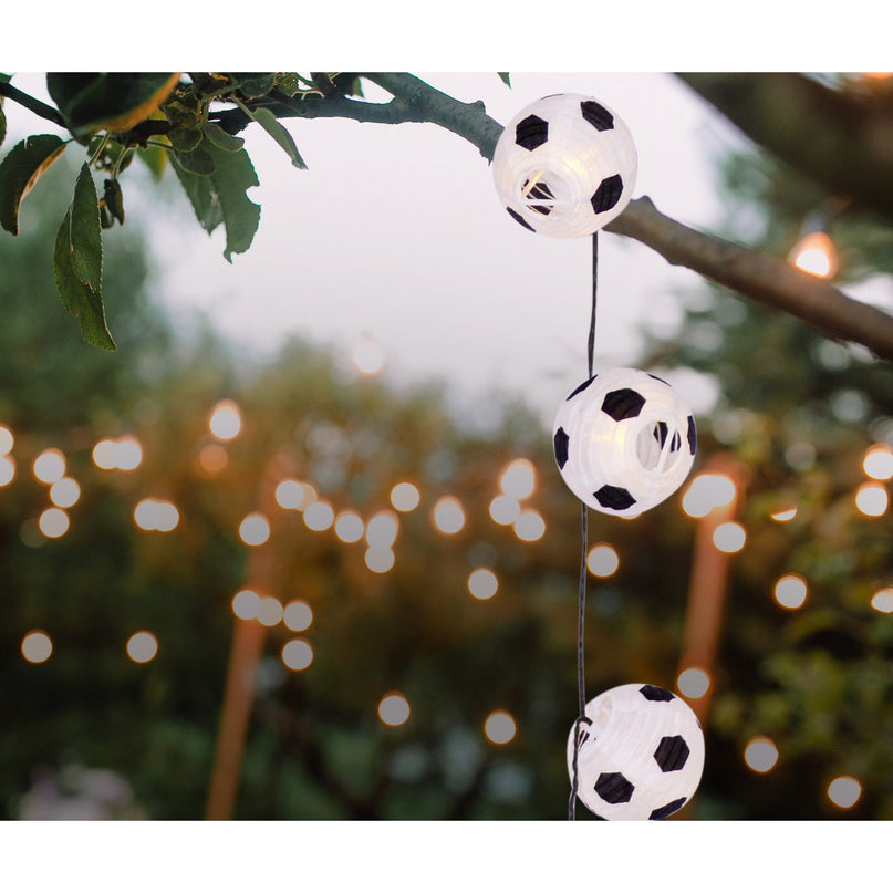 LED Solar Light Chain Textile 20 "Football", voor buiten, lichte kettingmetaal, plastic en textiel in zwart, met geïntegreerde LED