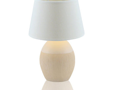 Keramische tafellamp "Talia", tafellamp gemaakt van keramiek, beige/wit, met E14 -versie, voor eetkamer, woonkamer, gang of kantoor, 31 cm hoog