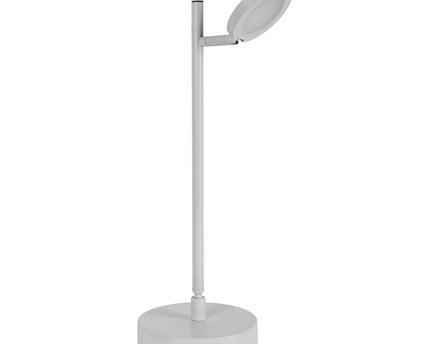 LED draadloze tafellicht "Lupa", 45 cm hoog, gemaakt van gelakte aluminium (wit) en wit plastic, LED geïntegreerde, dimbare, aanraaksensor.