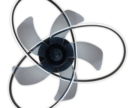 Modern LED -plafondlicht "Riccio" inclusief ventilator, nachtlichtfunctie, dim- en lichttemperatuurinstelling is uitgerust met stevig geïnstalleerde LED's en heeft een geschatte Øvon 58 cm.