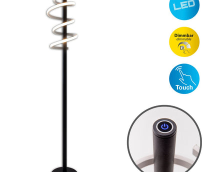 LED staande lamp "Belleza", moderne vloerlamp gemaakt van metaal en plastic in zwart en wit, met stevig ingebouwde LED's, 140 hoog, verlichting voor woonkamer, eetkamer, slaapkamer of kantoor.