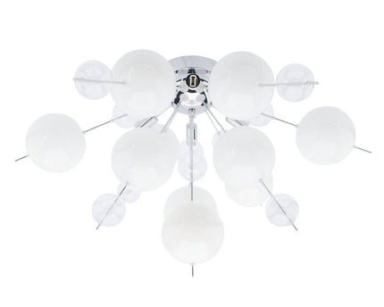 Plafondlamp "explosie" wit gemaakt van metaal en glas, G9 -versies, plafondlamp voor eetkamer, woonkamer, gang of kantoor, Ø57 cm
