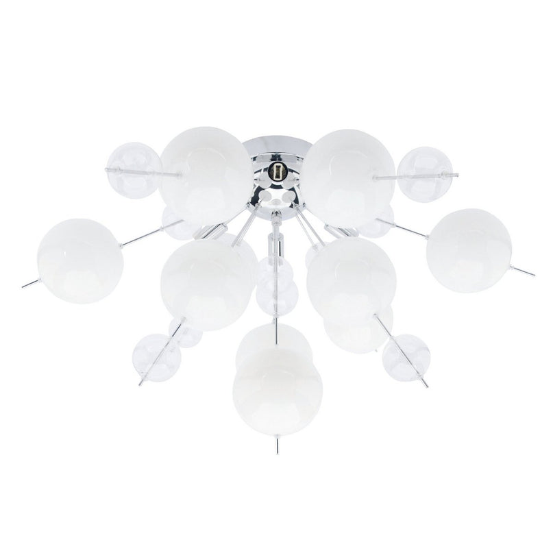 Plafondlamp "explosie" wit gemaakt van metaal en glas, G9 -versies, plafondlamp voor eetkamer, woonkamer, gang of kantoor, Ø57 cm