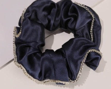 100% zijde oogverblindende haarscrunchie - 19 momme - diamantversiering
