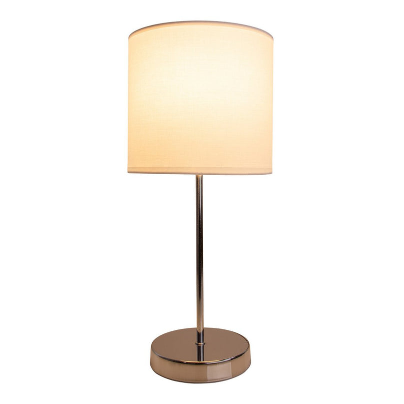 Tafellamp "New York", klassieke metalen tafellamp met tekstbladen in wit, met E27 -aansluiting, 38,5 cm hoog, perfect voor woonkamer, eetkamer, gang en kantoor