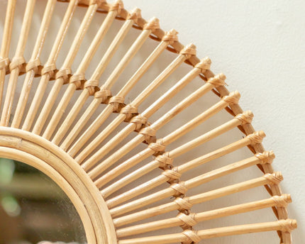 Ronde Rotan Spiegel 58 cm | Handgemaakte Boho Wandspiegel BUMI