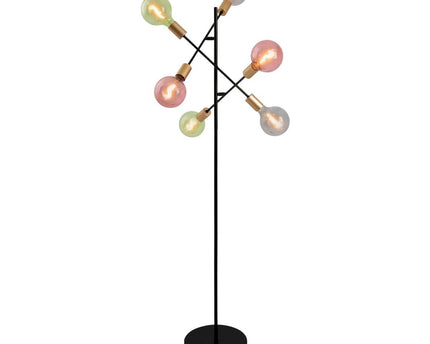 Staande lamp "Modo" gemaakt van zwart in zwart, versies in goud, E27 -aansluiting, vloerlamp voor woonkamer, eetkamer, keuken, gang, gang of kantoor, 150 x 49 cm