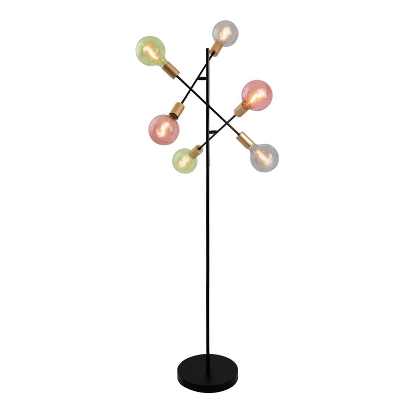 Staande lamp "Modo" gemaakt van zwart in zwart, versies in goud, E27 -aansluiting, vloerlamp voor woonkamer, eetkamer, keuken, gang, gang of kantoor, 150 x 49 cm