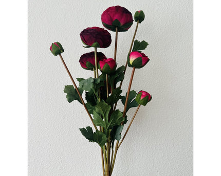 9-stengelige Mica Decorations Ranonkels Kunstbloemen Boeket / Lengte 55cm /Roze