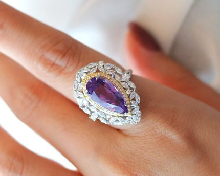 Royal Style Pear -Cut Amethyst Ring - verstelbaar