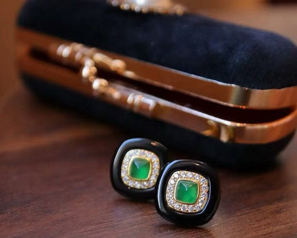 Zwarte onyx oorbellen - Lapis Lazuli en Green Onyx