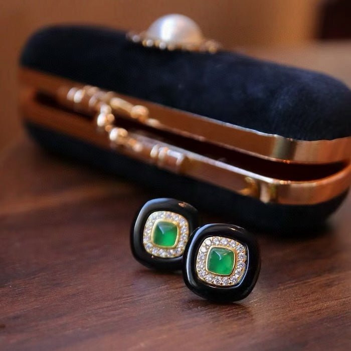 Zwarte onyx oorbellen - Lapis Lazuli en Green Onyx