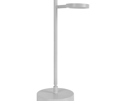 LED draadloze tafellicht "Lupa", 45 cm hoog, gemaakt van gelakte aluminium (wit) en wit plastic, LED geïntegreerde, dimbare, aanraaksensor.