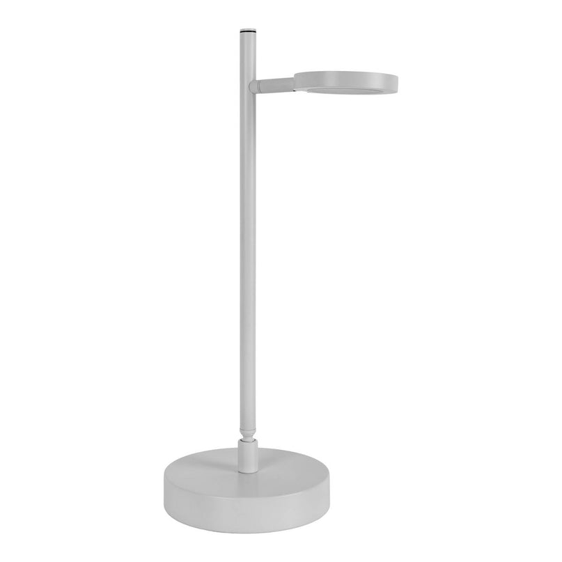 LED draadloze tafellicht "Lupa", 45 cm hoog, gemaakt van gelakte aluminium (wit) en wit plastic, LED geïntegreerde, dimbare, aanraaksensor.