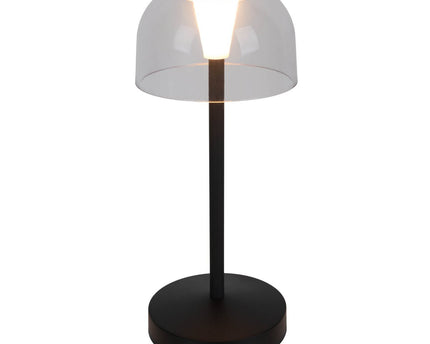 2 Set LED Battery Table Light "Gomba" voor buiten en binnen, gemaakt van metaal en plastic in zwart, 18,5 cm hoog
