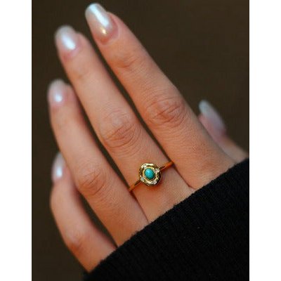 Modern vintage turquoise ovaal ring-aanpassbaar
