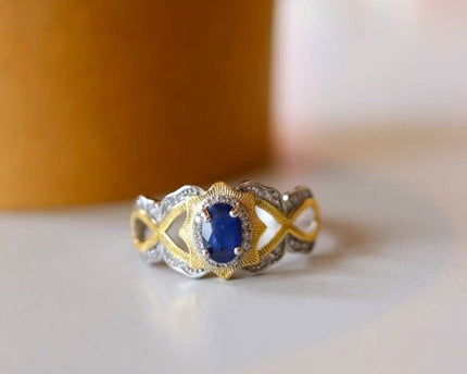 Sapphire Crown Ring - Real Sapphire - verstelbaar