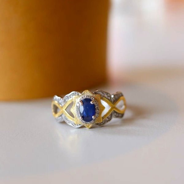 Sapphire Crown Ring - Real Sapphire - verstelbaar